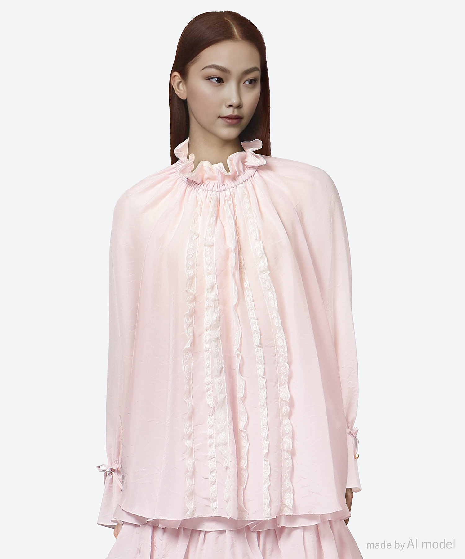 ブラウス3wrinkle silk cupra blouse