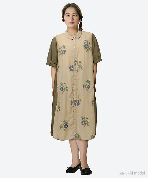 ツインフラワージャカード＋コットンローンワンピース