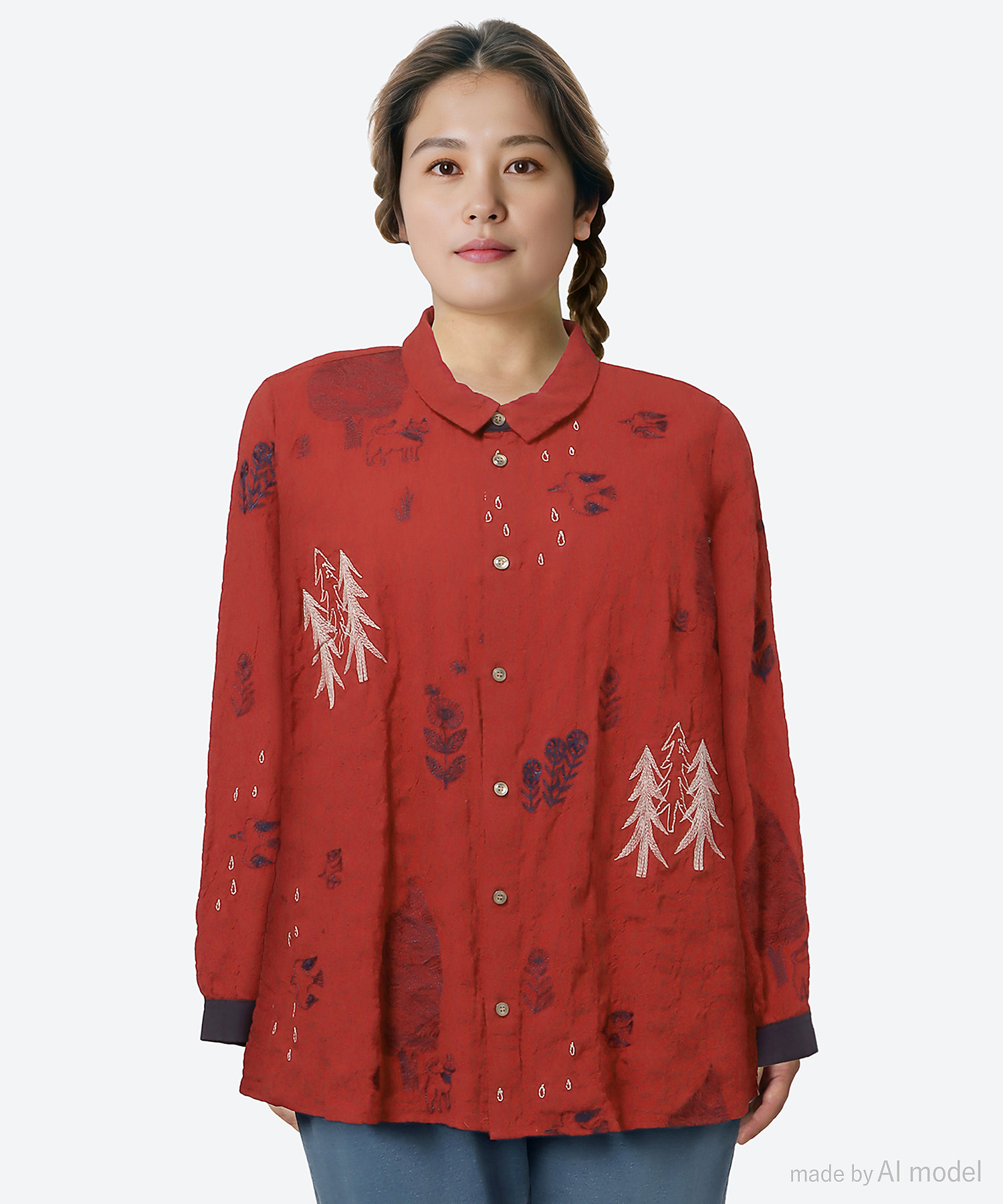 SUPER HAKKA×保坂優子 先染めコットンシャーリング「森と