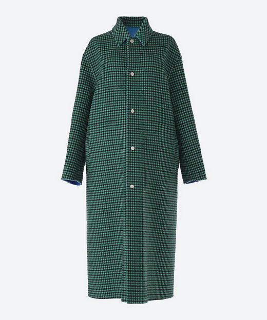 ウールダブルフェイスチェックシングルコート | BLAMINK (Women