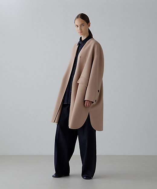 ソリッドウールリバーノーカラーコート（5315252902