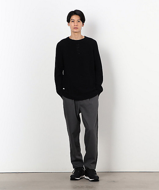 サージストレッチ ワンタック ワイド テーパードパンツ