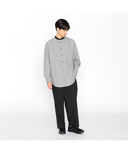 グレンチェック 羽織ライク バンドカラーシャツ（4730IE07