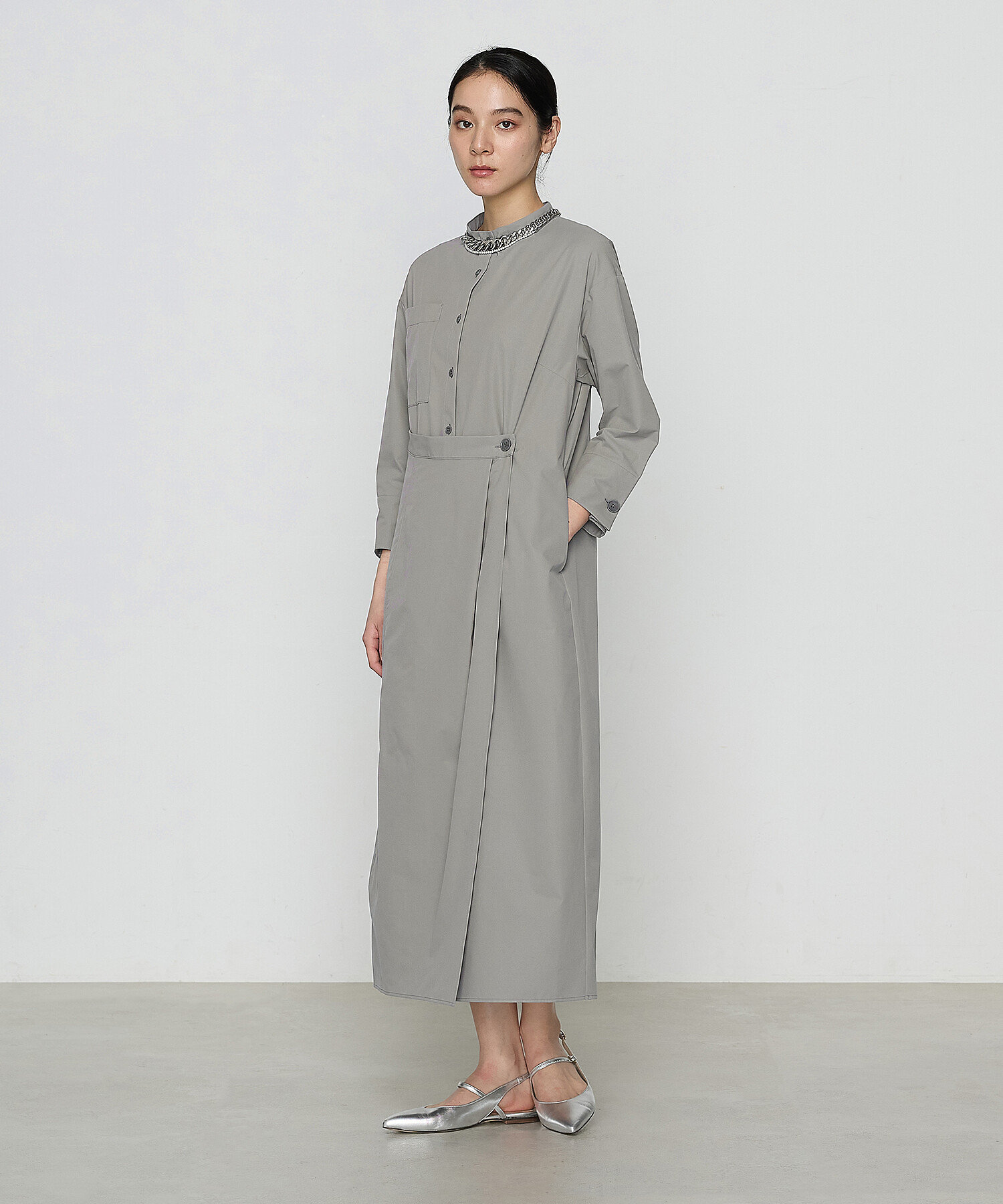 ストレッチタフタ シャツドレス（7203OK01） | Gabardine K.T