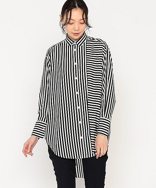 太ストライプ 長袖シャツ（7706HG09） | β (Women)/ベータ