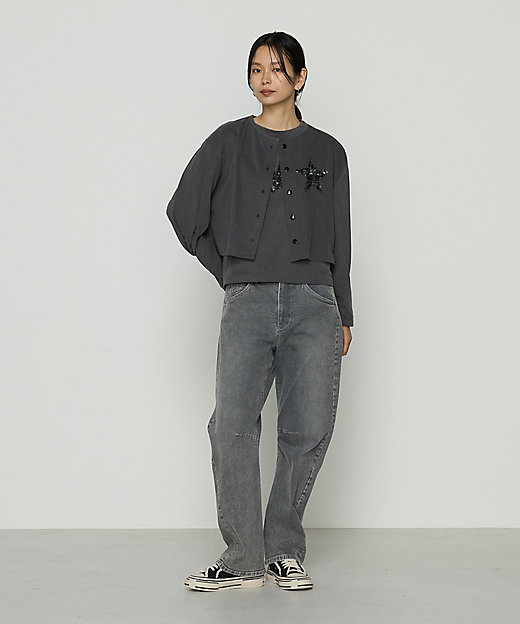 ストレッチグレー デニムパンツ（7702PM04） | β (Women