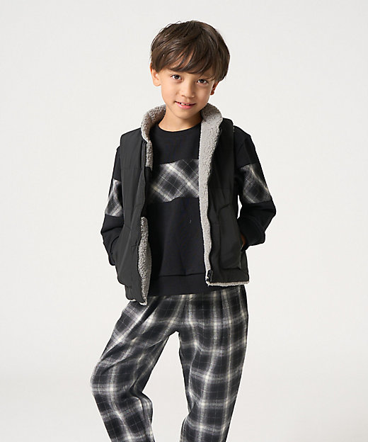 ポリエステルタフタ×ボア 中綿リバーシブルベスト（9828VI05