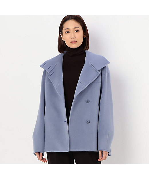 アンゴラウール デザインカラーハーフコート（0115WA04