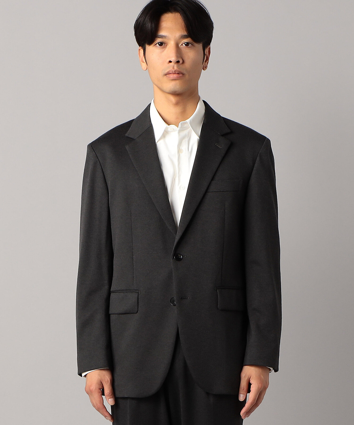 セットアップ対応】フラノ調ウール混ジャージーDELEGANT