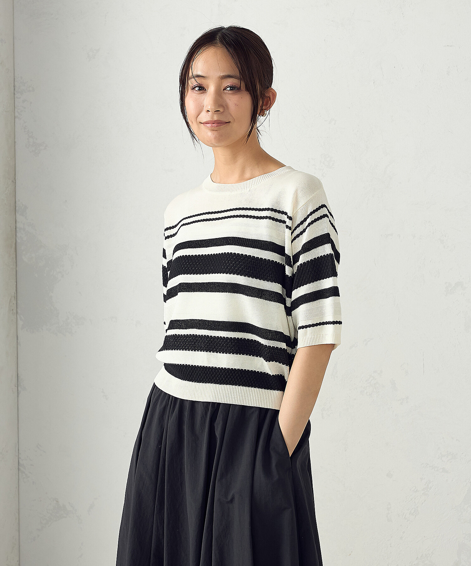 ランダムボーダー5分袖ニット（1276KK08） | COMME CA ISM