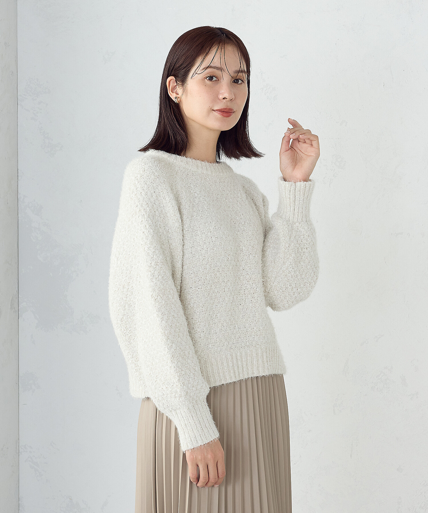 ウォッシャブル】ミックスラメモールニット（1277KM14