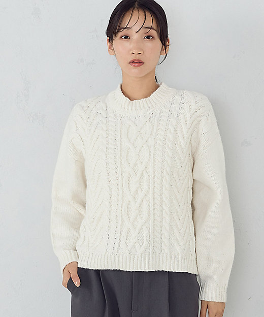 ケーブル柄 ローゲージ ショート丈ニット（1277KI14） | COMME