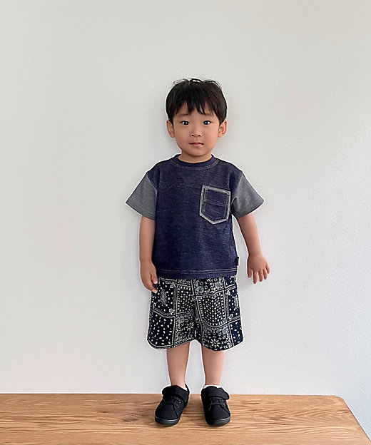 デニム調ジャージー ポケット付きTシャツ（ベビーサイズ