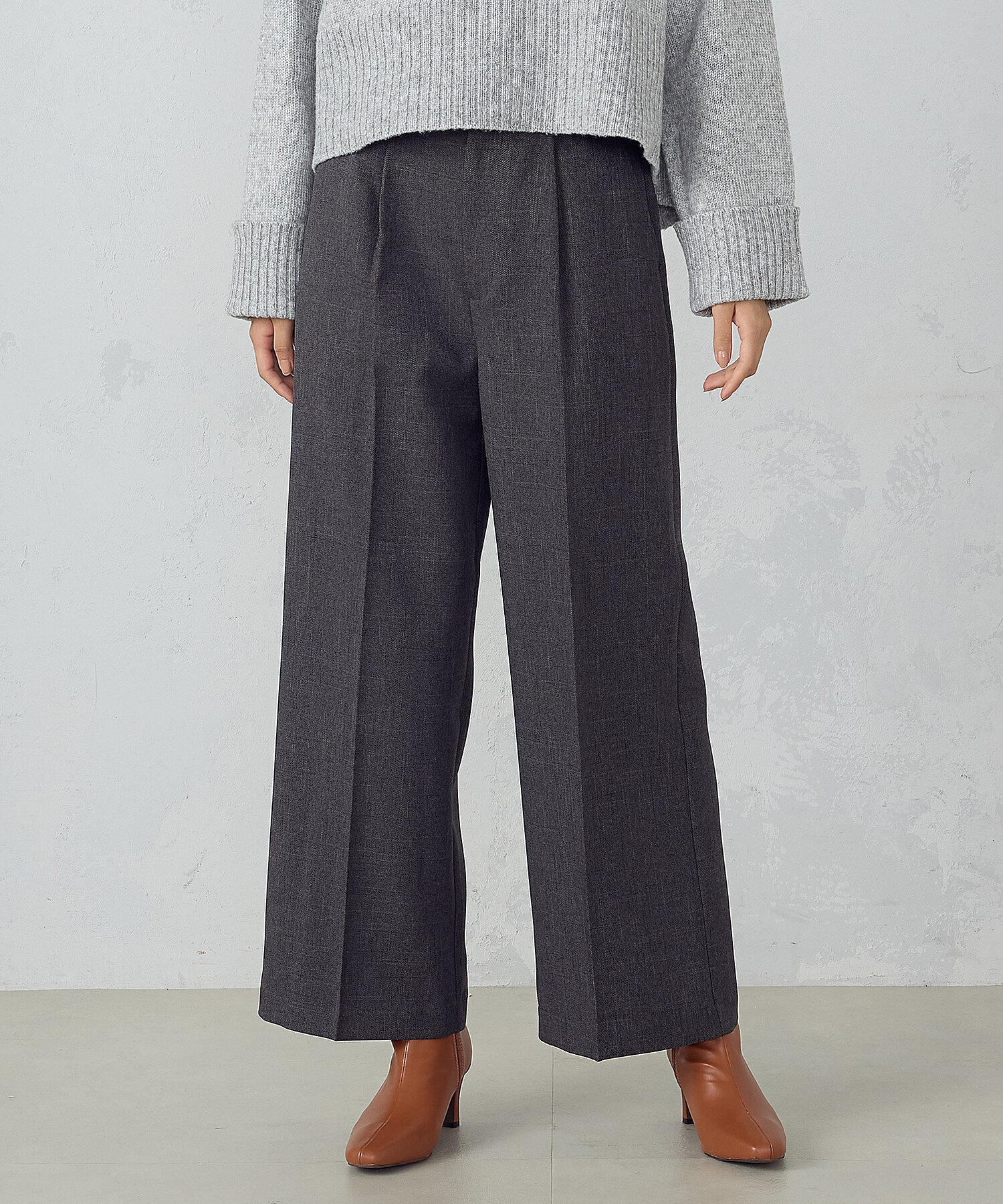 シャンブレー センタープレス ワイドパンツ（3852PI60