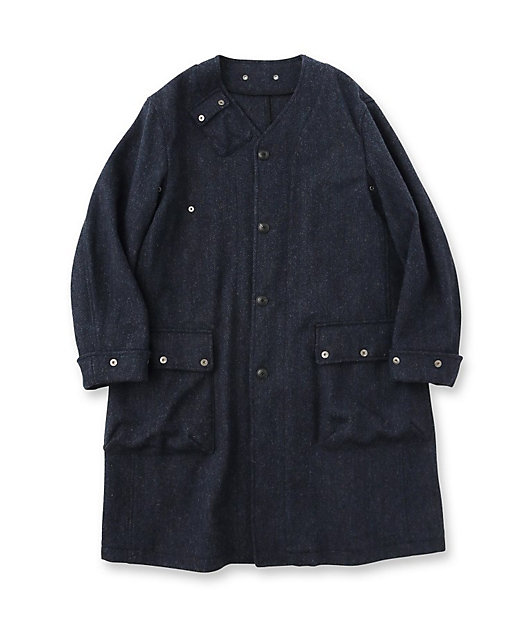 ウールヘリンボン ノーカラーコート（2002267528） | TAKEO