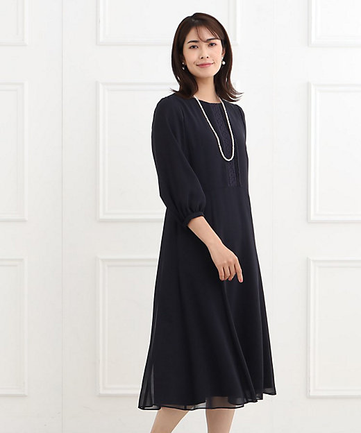 フォーマル／洗える】フロントレースジョーゼットワンピース