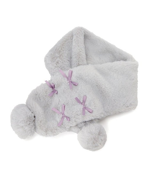 フェイクファーポンポン多リボンマフラー（2002367875