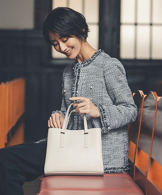 通勤・セレモニー対応》コットンツイードミドルジャケット