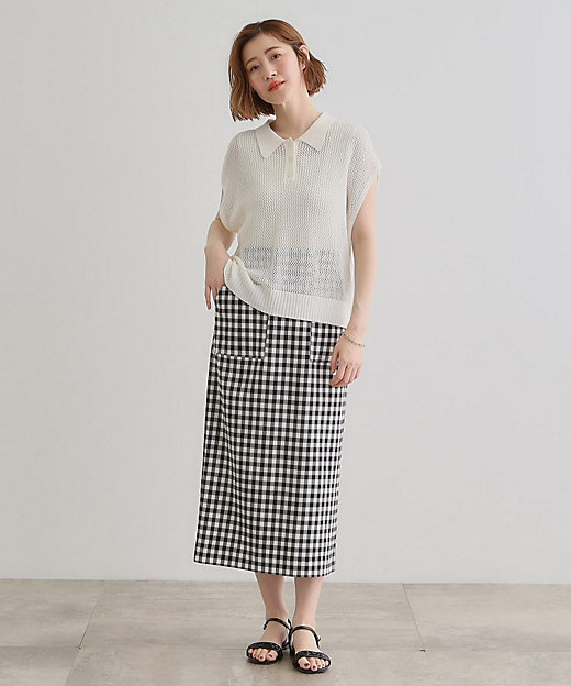 取り入れるだけで旬顔 メッシュ編みポロニット（2002438245