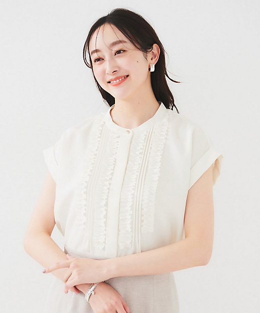 吸水速乾／UVケア】フィブリルフリルブラウス（2002465256