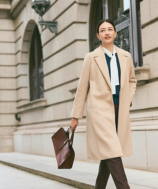 選べる6色】テーラードカラーロングウール混コート