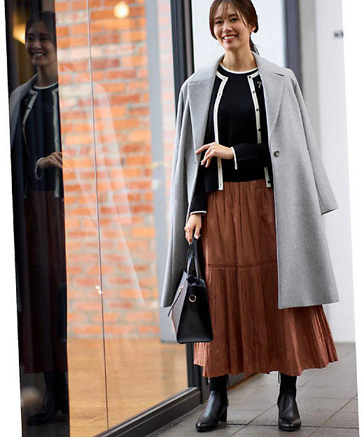 選べる6色】テーラードカラーロングウール混コート