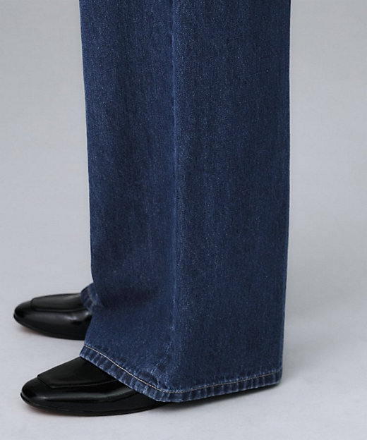 グレー／ブルー／ジーンズ】ソフトワイドデニムパンツ