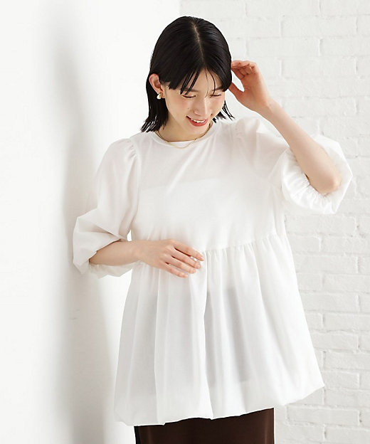 バルーンスリーブペプラムチュニック【洗える】（2002534969