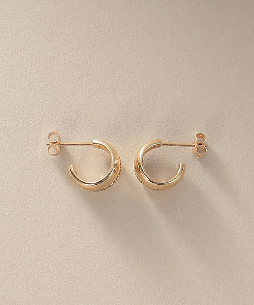 K10ダイヤモンド 月甲フープ スタッドピアス（2002536266