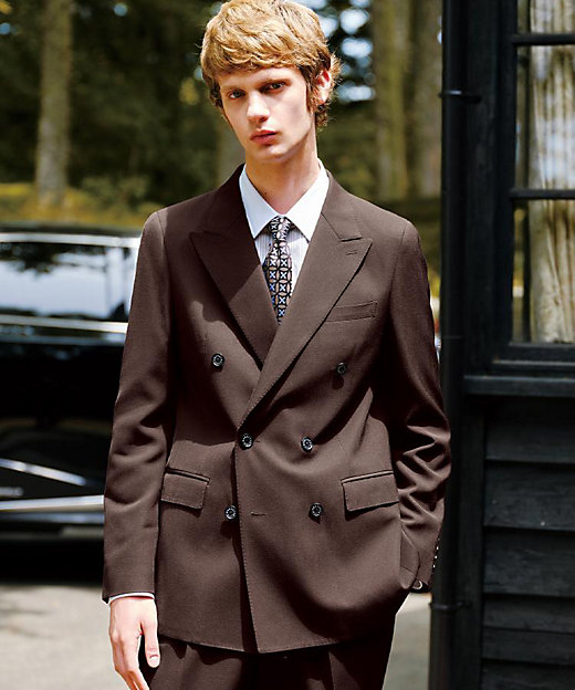 ブラウンストライプ ダブル スーツ スーツセレクト スーツ｜ダブル