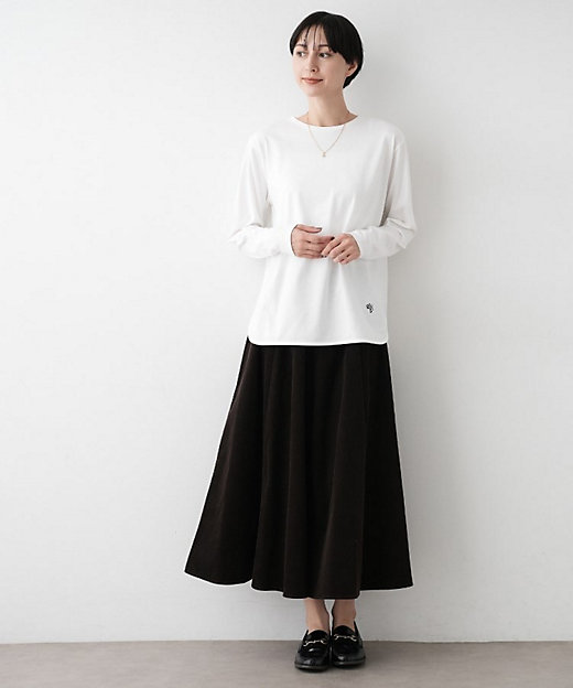 選べる首元デザイン／洗える】クルーネックロングTシャツ