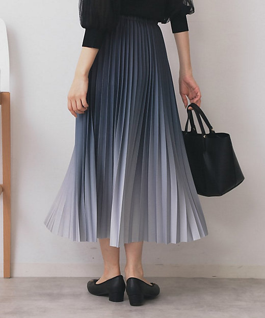 グラデーションプリーツスカート【洗濯機OK／防シワ