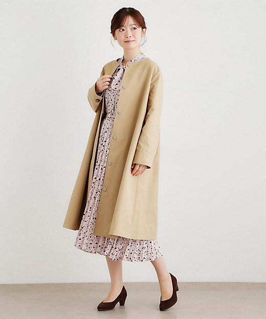 袖裏柄あり】ノーカラーロングコート（2002540978） | LAURA