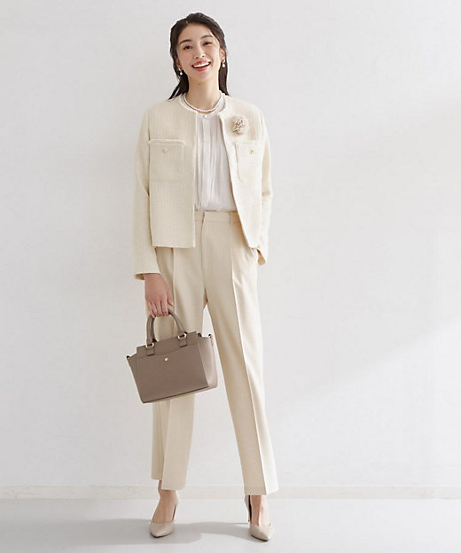 通勤・セレモニー】ツイードノーカラージャケット