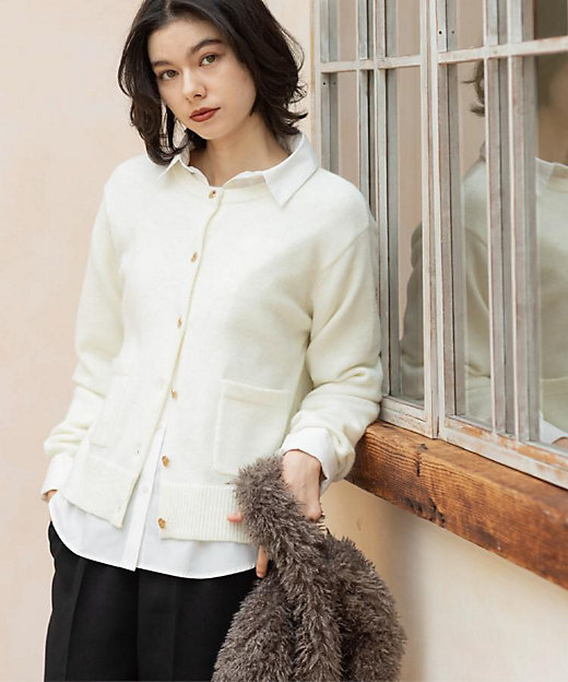 金ボタンラメニットカーディガン【洗濯機OK】（2002587845