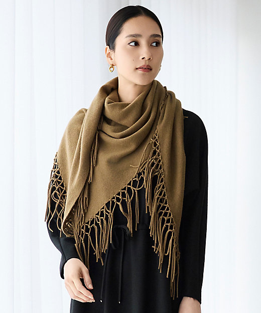 SHIHOさん着用】ファインウールカシミヤフリンジ ストール