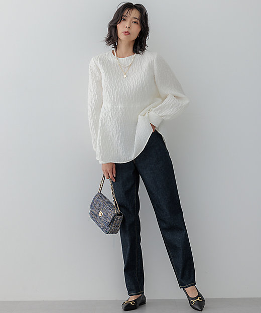 洗える】エクラジャカード ペプラム ブラウス（BLWOCW0012