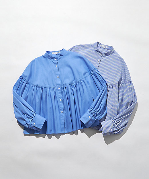 洗える】CANCLINI ギャザー フレア ブラウス