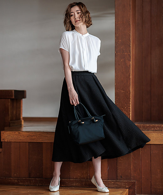 洗える】バックサテンアムンゼン パール釦 ブラウス