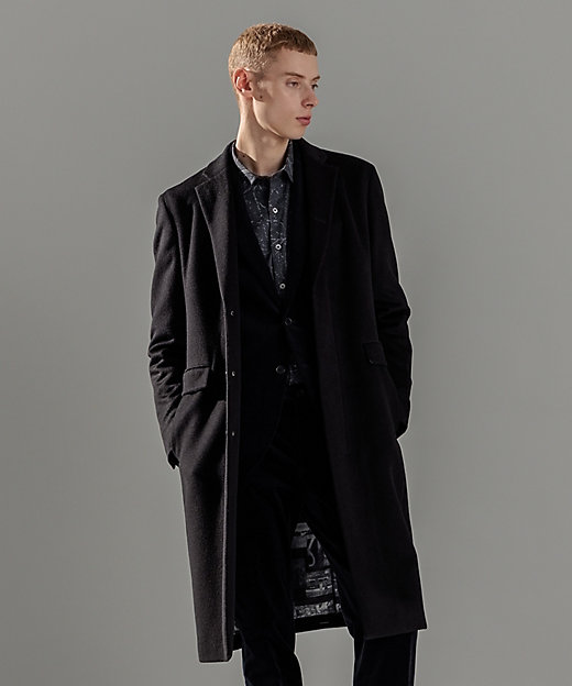 グロッシーウール チェスターコート ＜裏地：フォトコラージュプリント