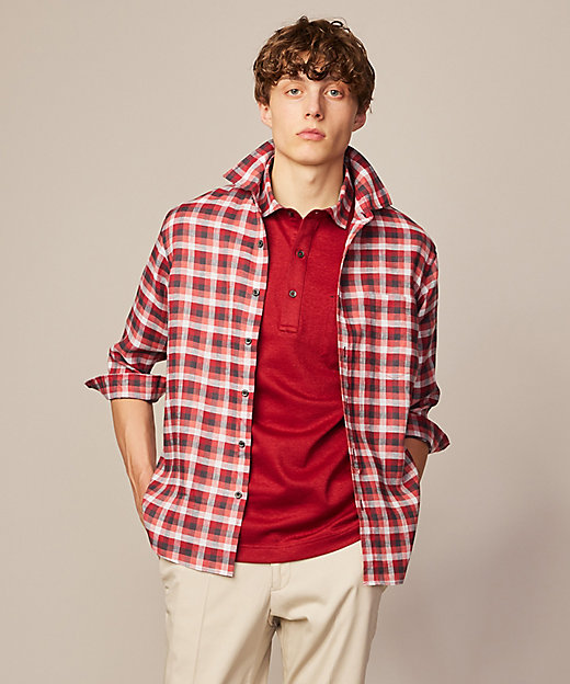 キングサイズ・麻100％】リネンチェック シャツ