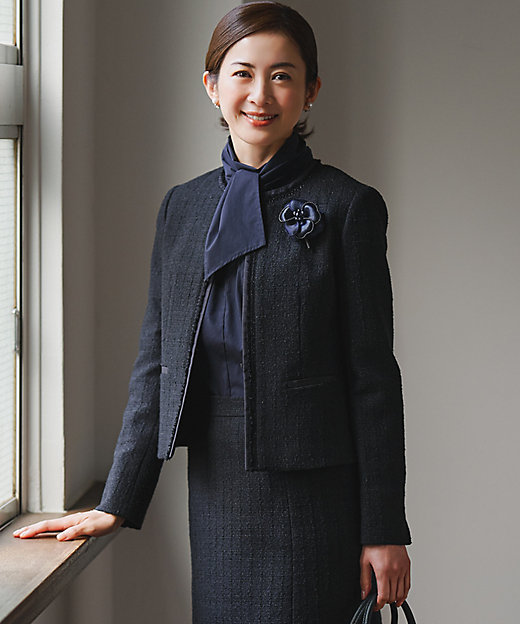 送料無料】【セットアップ対応】ライトシャインツイード ノーカラー