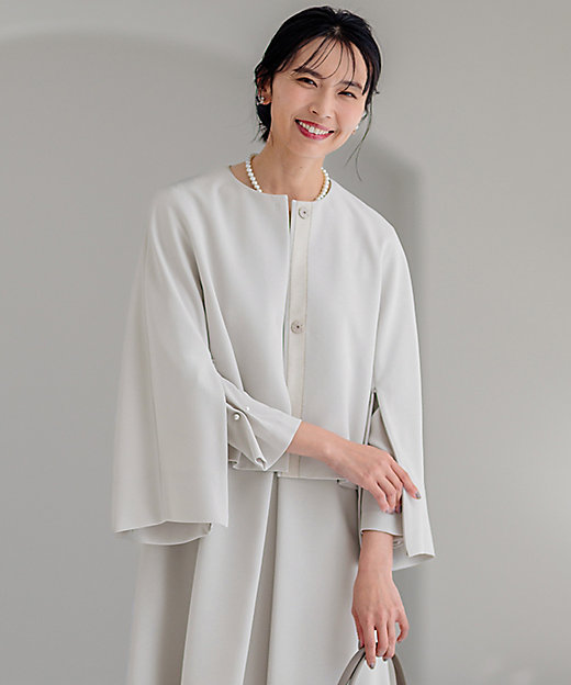 VERYコラボ 】トリアセ ダブルジョーゼット ノーカラージャケット