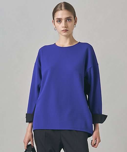 洗える】ジョーゼットジャージー 異素材コンビプルオーバー