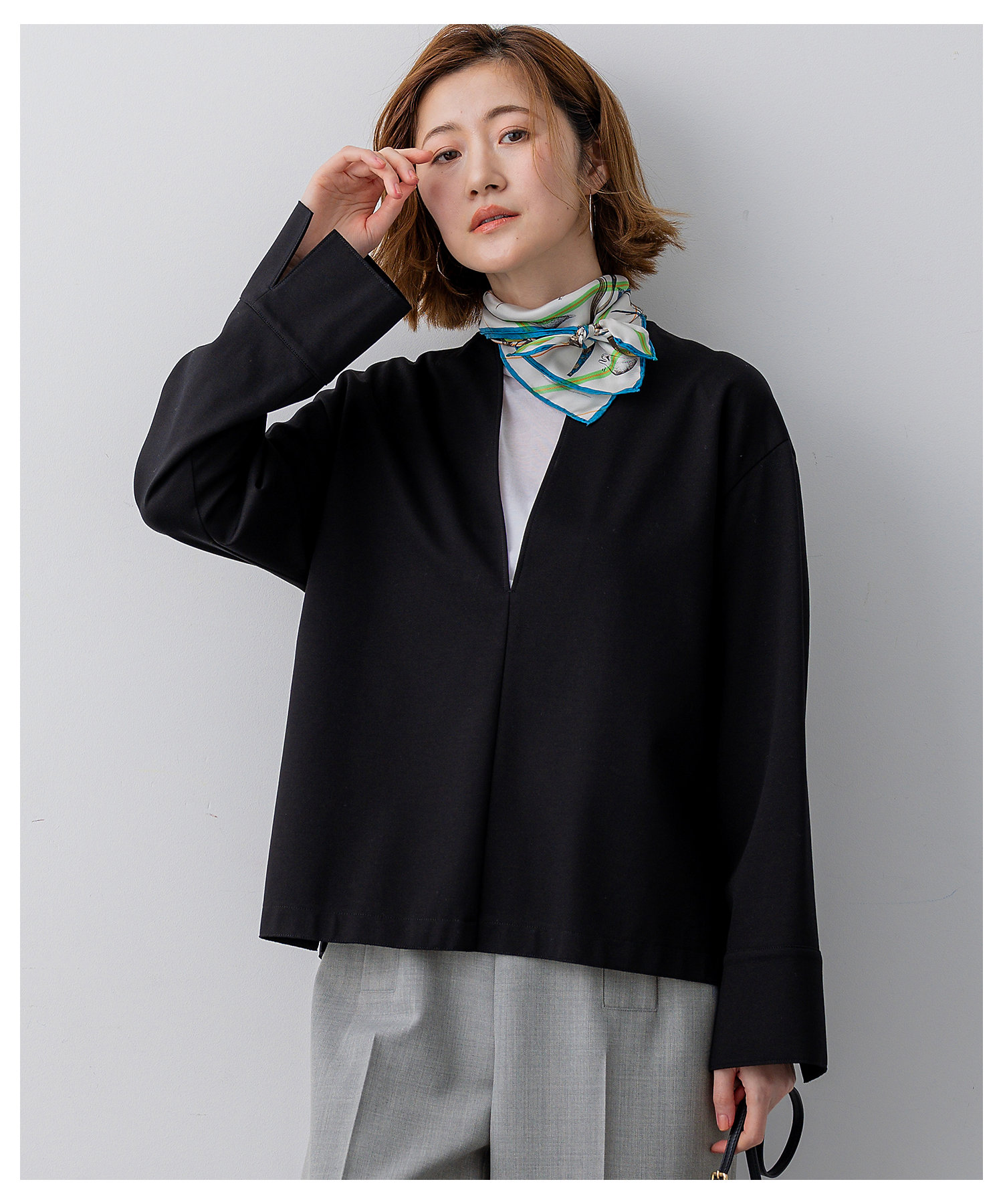 コンパクトツイル Vネック カットソー（KKWOLS0232） | 23