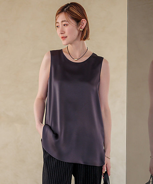 洗える】サテン タンクトップ（KKWWCM0541） | 23区 L