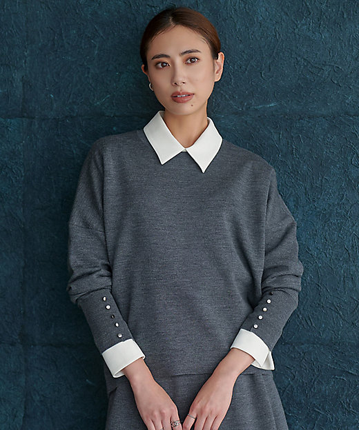 洗える】 シルキーウールダブルフェイス ニットプルオーバー