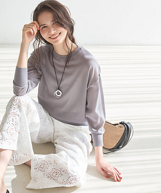 SLOW／一部店舗限定】シアー プルオーバー ニット