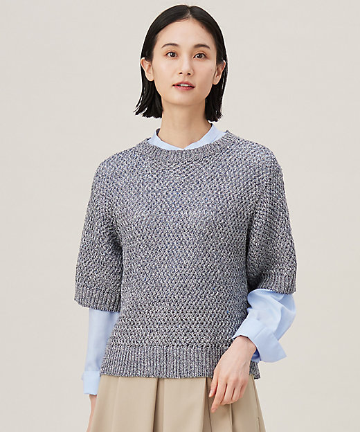 洗える】カラーミックスメッシュリネン ニット（KRW7GM0360