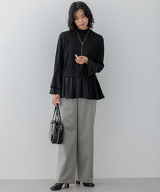 23区×Oggiコラボ】フレアサテンコンビ ラメニット